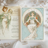 Elegant Art Nouveau Wedding Dinner Menu Mucha