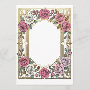 Elegant Art Nouveau Wedding Rose Frame Border Menu
