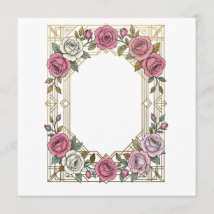 Elegant Art Nouveau Wedding Rose Frame Border Programme
