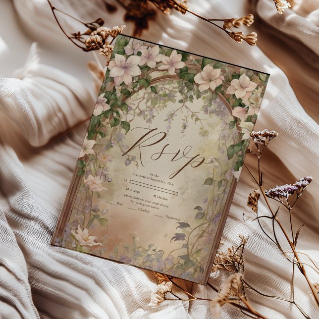 Elegant Art Nouveau Wedding RSVP Card (Creator Uploaded)