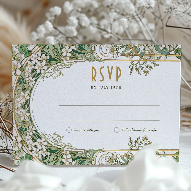 Elegant Art Nouveau Wedding RSVP Card (Creator Uploaded)