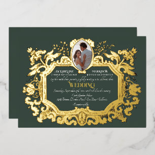 Elegant Art Nouveau Winter Forest n Gold Wedding