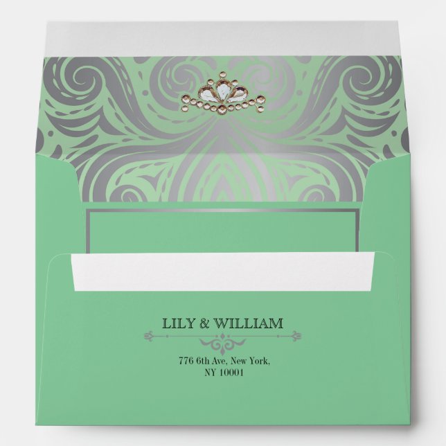 Elegant Artdeco Diamond Silver Wedding Envelope (Back (Bottom))