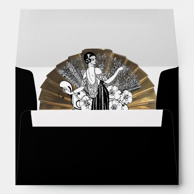 Elegant ArtDeco Gatsby Wedding Invitation Envelope (Back (Bottom))