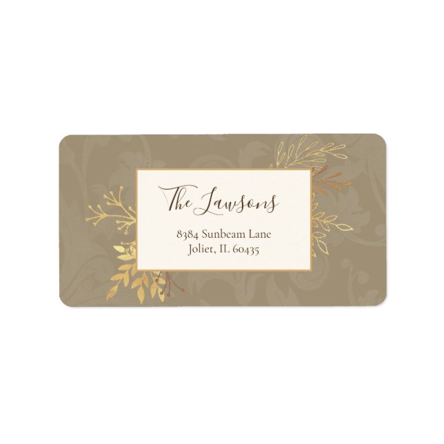 Elegant Artisan Gold Leaves Label (Front)