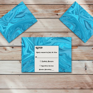 Elegant Artistic Blue Abstract Paint Wedding RSVP Card
