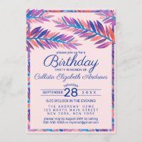 Elegant Artistic Tropical Leaves Acrylic Birthday