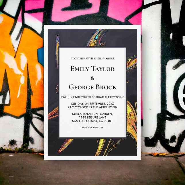 Elegant Artsy Abstract Modern Minimal Chic Wedding Invitation (Creator Uploaded)