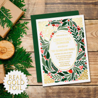Elegant Artsy Floral Leaves Christmas Party Gold