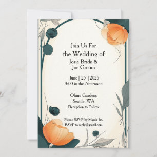 Elegant asian art nouveau wedding invitation