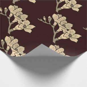 Elegant asian gladioli flowers floral brown wrapping paper
