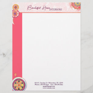 Elegant Asian Lotus Motif Pink Business Letterhead Design