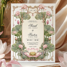 Elegant Asian Lotus Wedding Invitation
