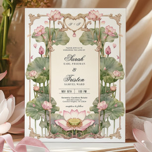 Elegant Asian Lotus Wedding Invitation