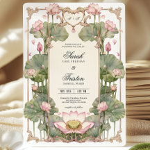 Elegant Asian Lotus Wedding Invitation