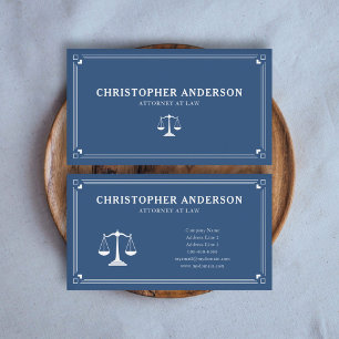 Elegant Attorney at Law Blue Business Card
