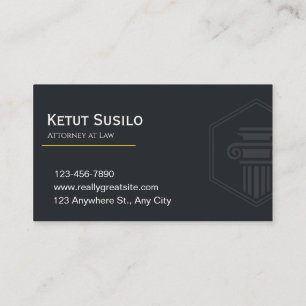 Elegant Attorney at Law Business Card   Lawyer 