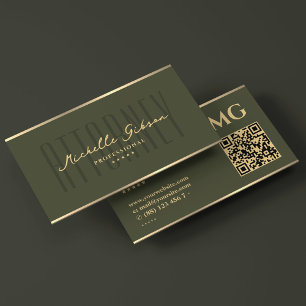 Elegant Attorney At Law Firm Army Green  Business Card