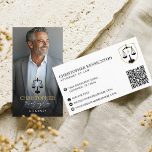 Elegant Attorney Law Firm Logo Professional Photo Business Card