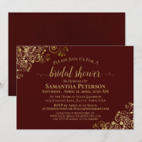 Elegant Auburn & Gold Lace Frills Bridal Shower