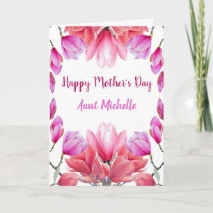 Elegant Aunt Mother's Day Watercolor Floral Card