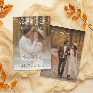 Elegant Autumn 2 Photo Script Save The Date Invitation