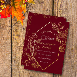 Elegant Autumn Berry Frame Dark Burgundy Gold