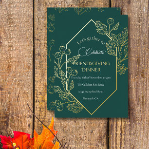 Elegant Autumn Berry Frame Dark Teal Gold Script