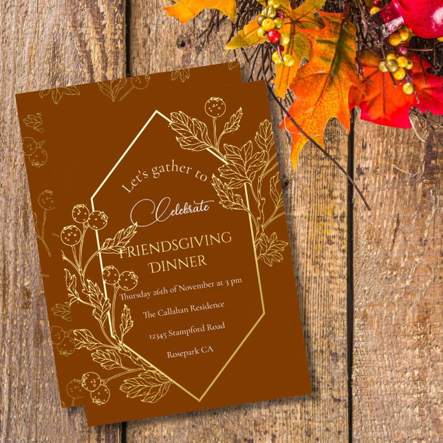 Elegant Autumn Berry Frame Terracotta Gold Script (Creator Uploaded)