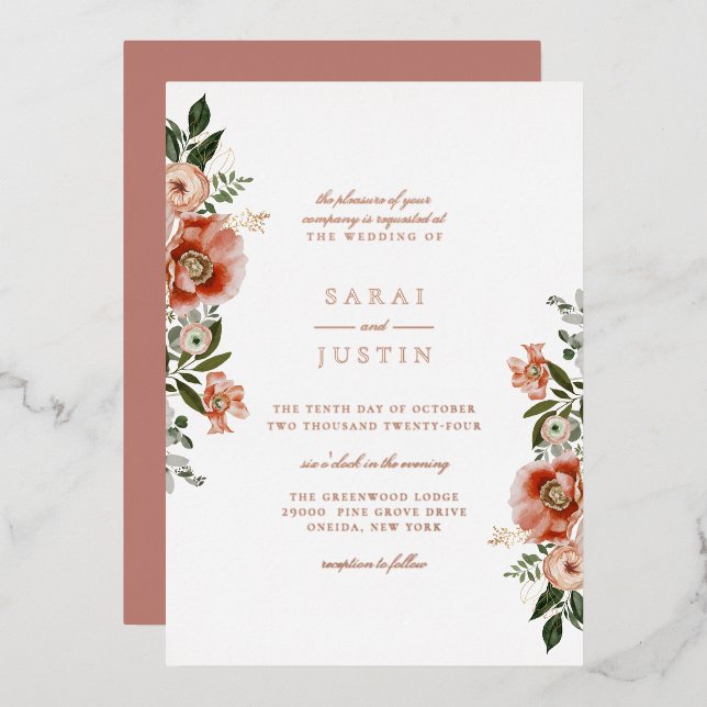Elegant Autumn Botanical Floral Wedding (Front/Back)