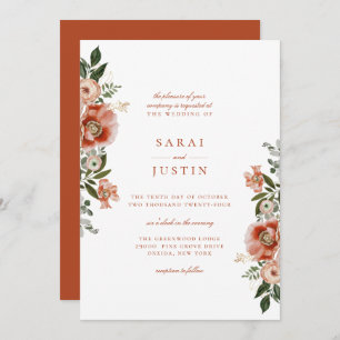 Elegant Autumn Botanical Floral Wedding Invitation