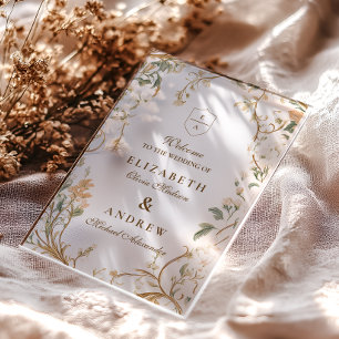 Elegant Autumn Botanical Frame Wedding Acrylic Invitations