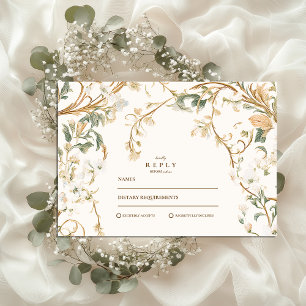 Elegant Autumn Botanical Frame Wedding RSVP Card