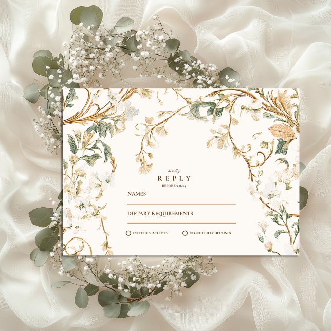 Elegant Autumn Botanical Frame Wedding RSVP Card (Creator Uploaded)