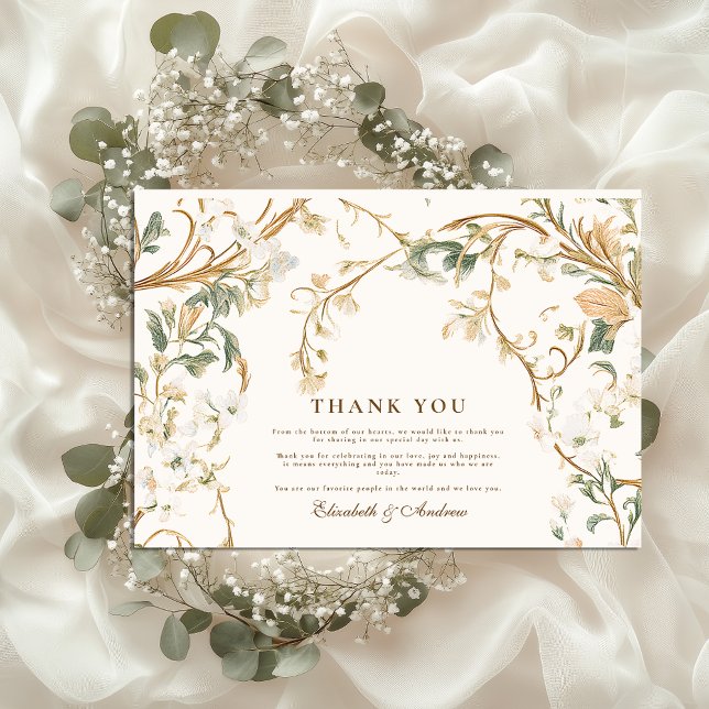 Elegant Autumn Botanical Frame Wedding Thank You Card (Creator Uploaded)