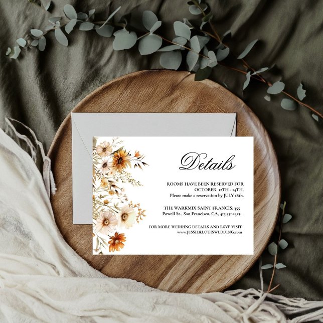 Elegant Autumn Botanical Wildflower wedding RSVP Card (Creator Uploaded)