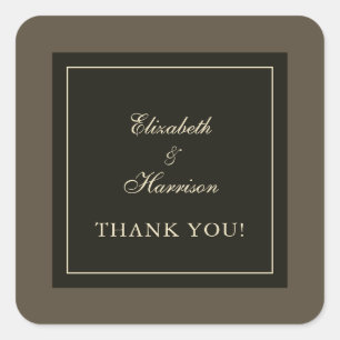 Elegant Autumn Brown & Ivory Wedding Thank You Square Sticker