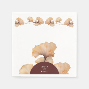 Elegant Autumn Burnt Orange Floral Wedding Dinner Napkin