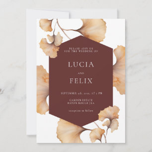 Elegant Autumn Burnt Orange Floral Wedding Invitation