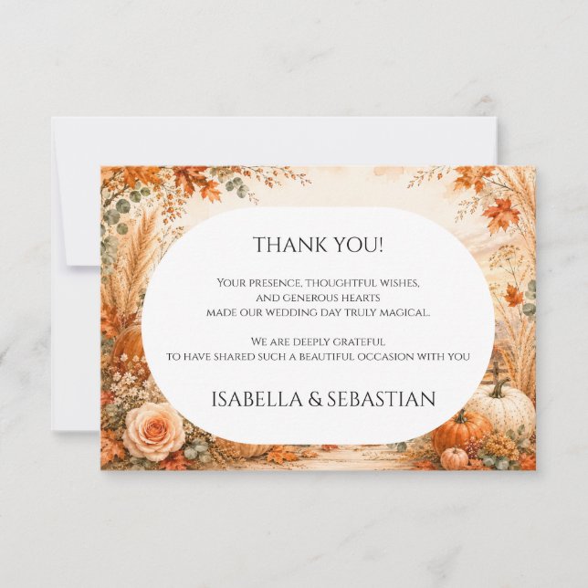 Elegant Autumn Card with Pumpkins Wedding (Front)
