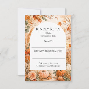 Elegant Autumn Card with Pumpkins Wedding