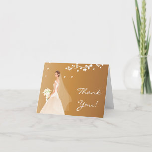Elegant Autumn Dark Gold Bride Thank You Note Card