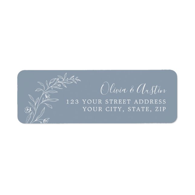 Elegant Autumn Dusty Blue Wedding Return Address (Front)
