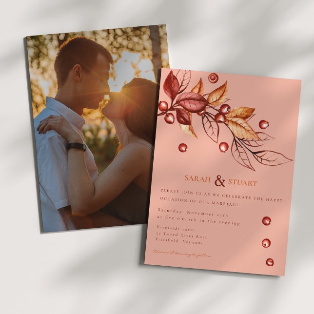 Elegant Autumn Earth tone Terracotta Wedding Invitation (Creator Uploaded)