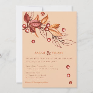 Elegant Autumn Earth tone Terracotta Wedding Invitation