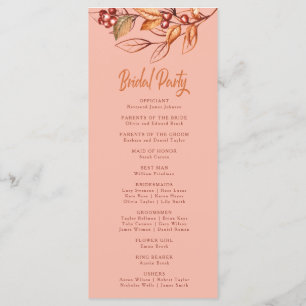 Elegant Autumn Earth tone Terracotta Wedding Programme