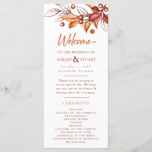 Elegant Autumn Earth tone Terracotta Wedding Programme