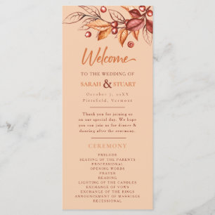 Elegant Autumn Earth tone Terracotta Wedding Programme