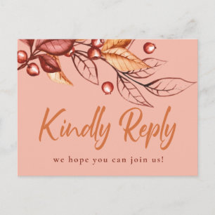 Elegant Autumn Earth tone Terracotta Wedding RSVP Postcard