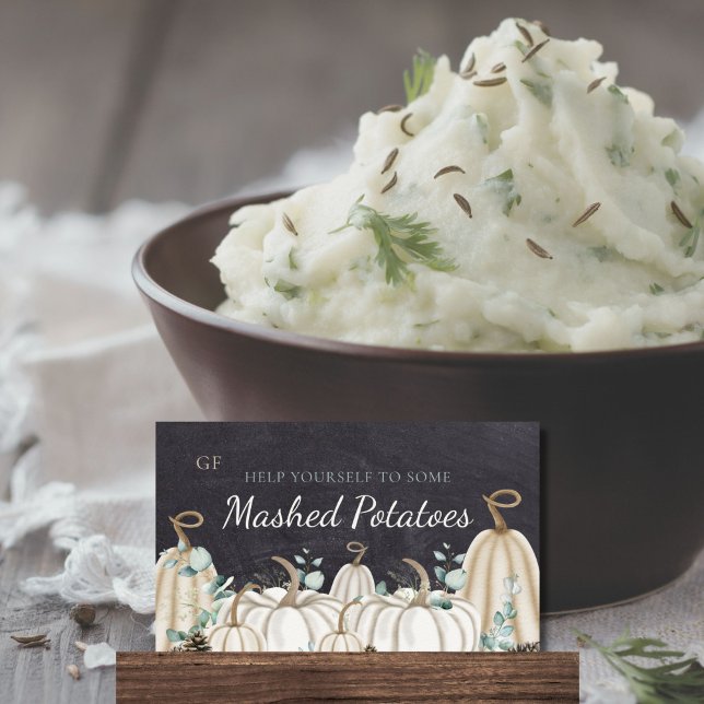 Elegant Autumn Fall Event Catering Dish Placecards (Modern Elegant Farmhouse Theme Dish Placecards for Thanksgiving Fall Autumn Gluten Free Vegan Marker)